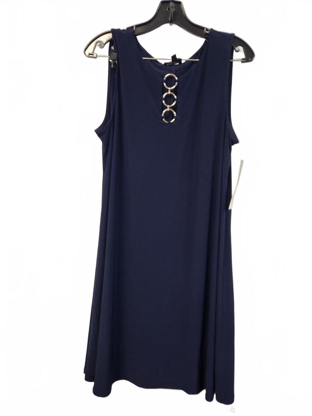 MSK Womens Navy Sleeveless Dress Large Polyester Spandex A-Line New Tags